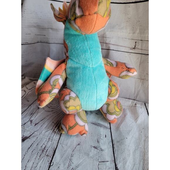 Dragon Stuffed Animal Plush 13in Tall Floral Pattern Possibly Handmade - Picture 3 of 9